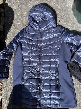 Calvin Klein Navy Quilted Hooded Puffer Jacket